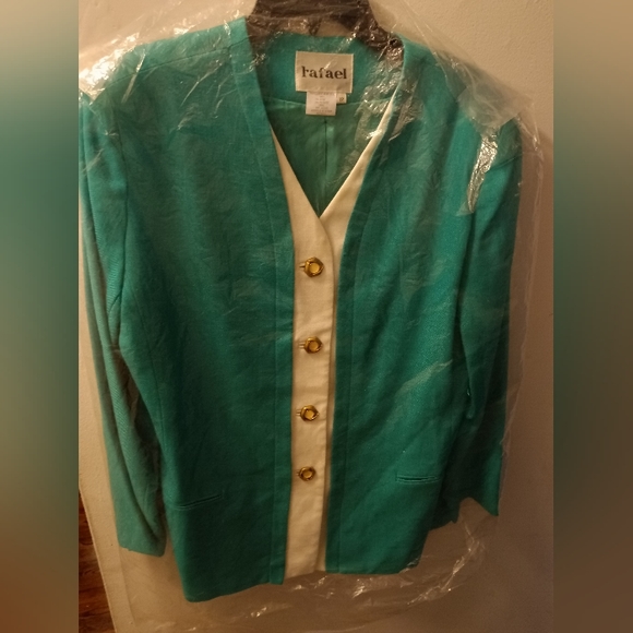 RAFAEL Jackets & Blazers - Rafael, *NWOT*, Women's,Blazer, Size 12, Color Green, Gold, White